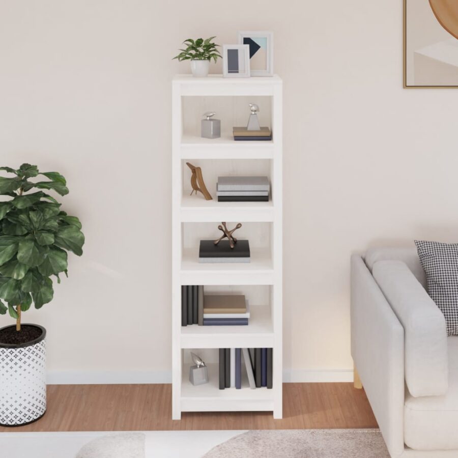 Boekenkast 50x35x154 cm massief grenenhout wit - Afbeelding 3