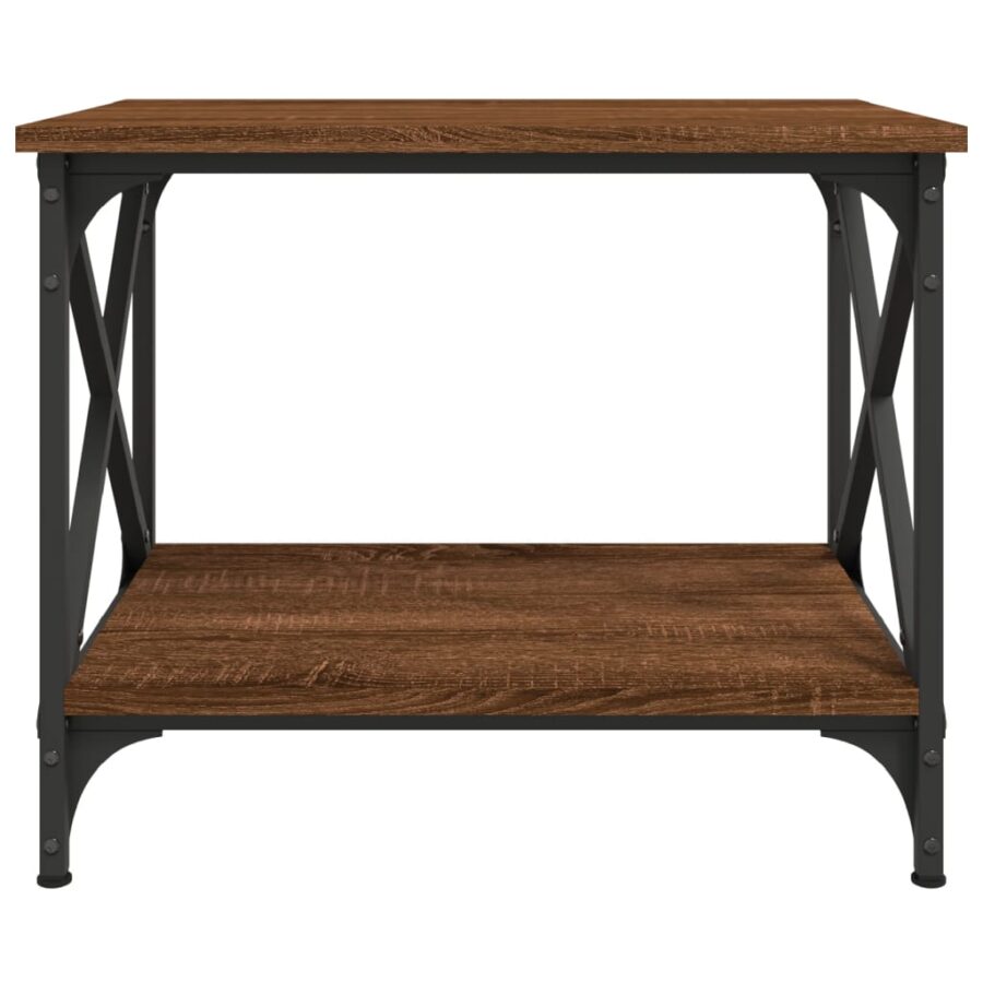 Bijzettafel 55x38x45 cm bewerkt hout bruin eikenkleur - Afbeelding 4