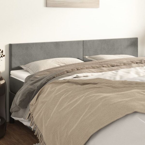 Hoofdborden 2 st 100x5x78/88 cm fluweel lichtgrijs