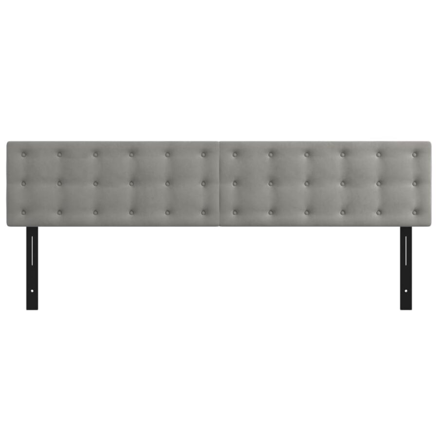 Hoofdborden 2 st 90x5x78/88 cm fluweel lichtgrijs - Afbeelding 3