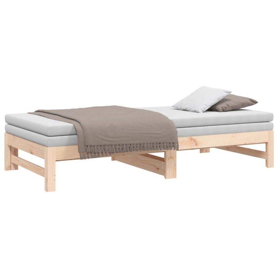 Slaapbank uitschuifbaar massief grenenhout 2x(90x190) cm - Afbeelding 6