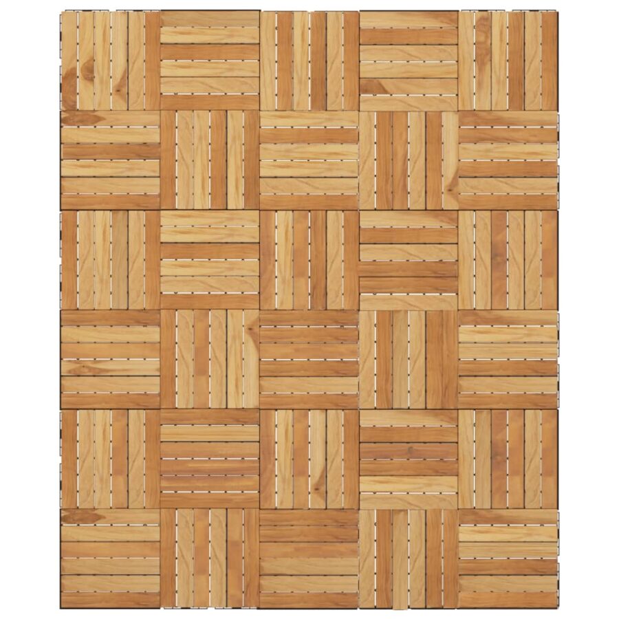 Terrastegels 30 st 30x30 cm massief teakhout verticaal patroon - Afbeelding 4