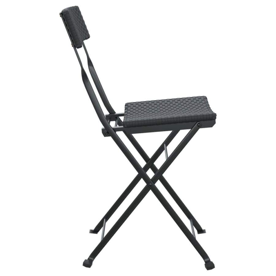 Bistrostoelen 4 st inklapbaar poly rattan en staal zwart - Afbeelding 6