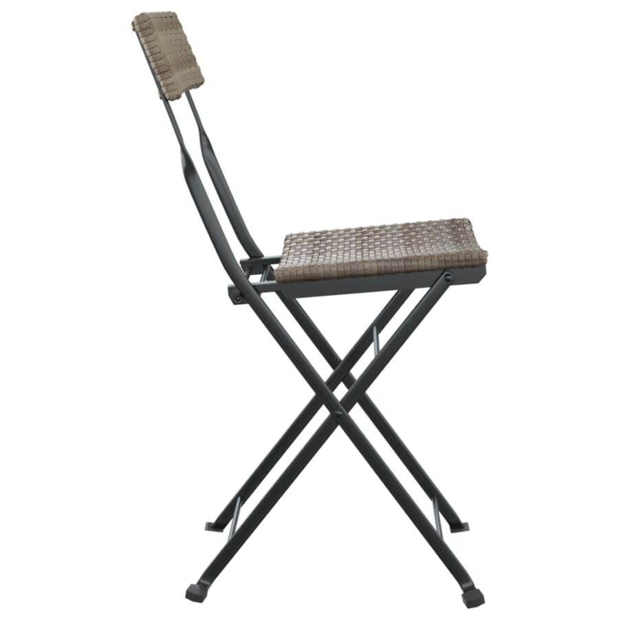 Bistrostoelen 4 st inklapbaar poly rattan en staal grijs - Afbeelding 6