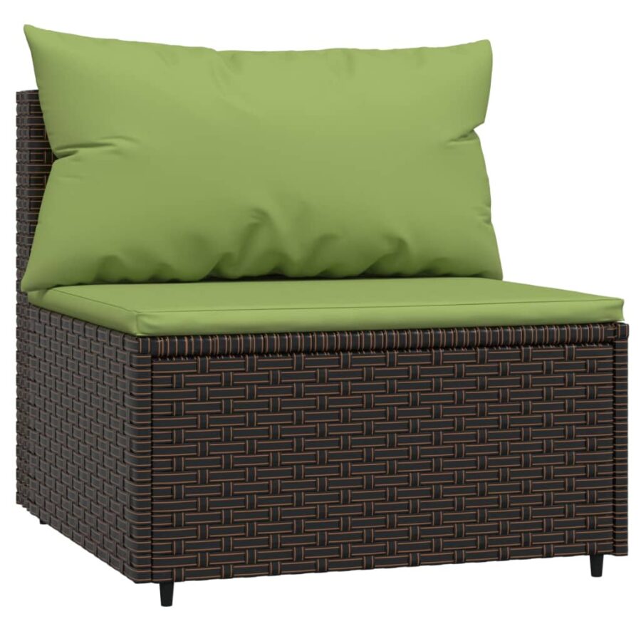 4-delige Loungeset met kussens poly rattan bruin - Afbeelding 6