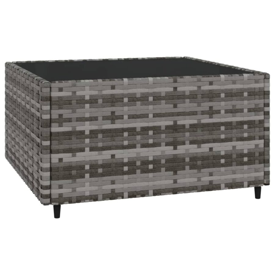 4-delige Loungeset met kussens poly rattan grijs - Afbeelding 8