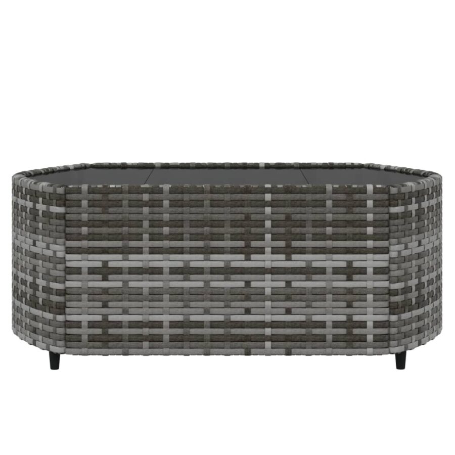 3-delige Loungeset met kussens poly rattan grijs - Afbeelding 8
