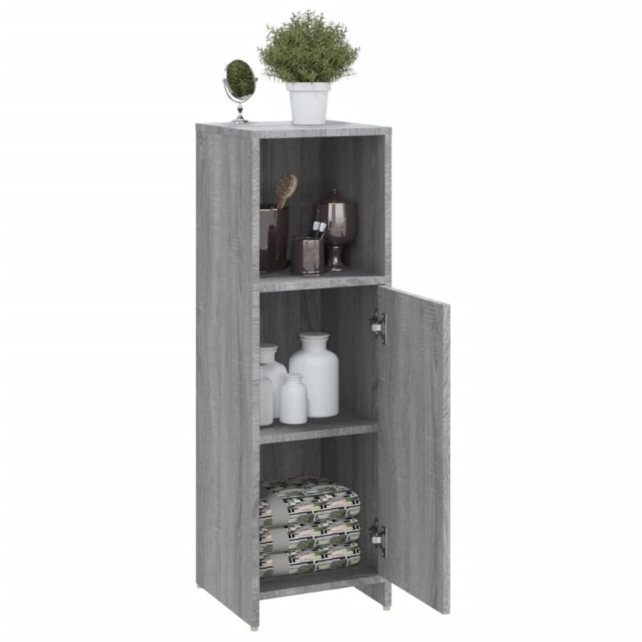 Badkamerkast 30x30x95 cm bewerkt hout grijs sonoma eikenkleurig - Afbeelding 5