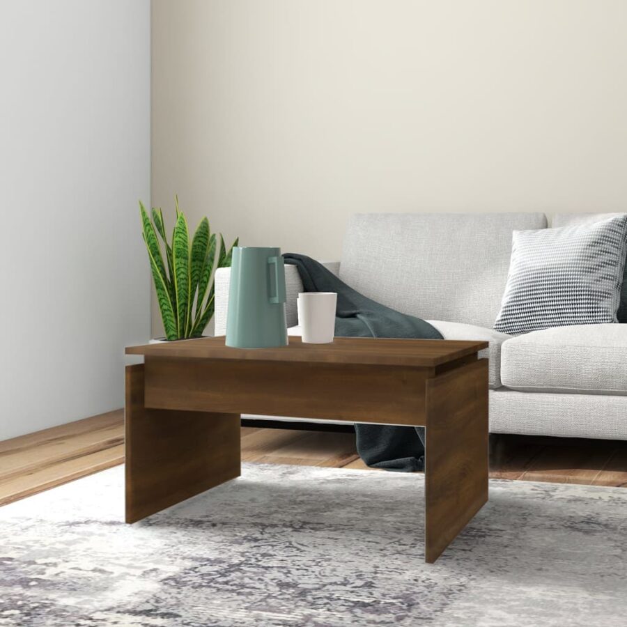 Salontafel 68x50x38 cm bewerkt hout bruin eikenkleur - Afbeelding 3