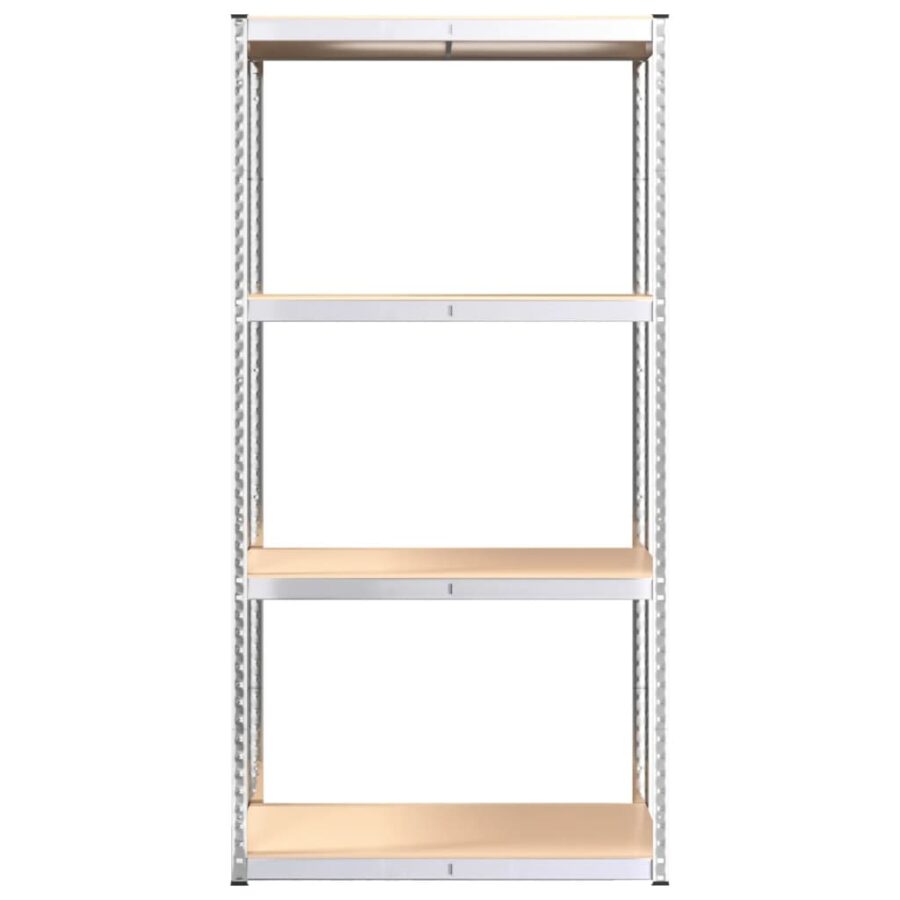 Opbergrek 4 Laags 3 st staal & bewerkt hout zilverkleurig - Afbeelding 6