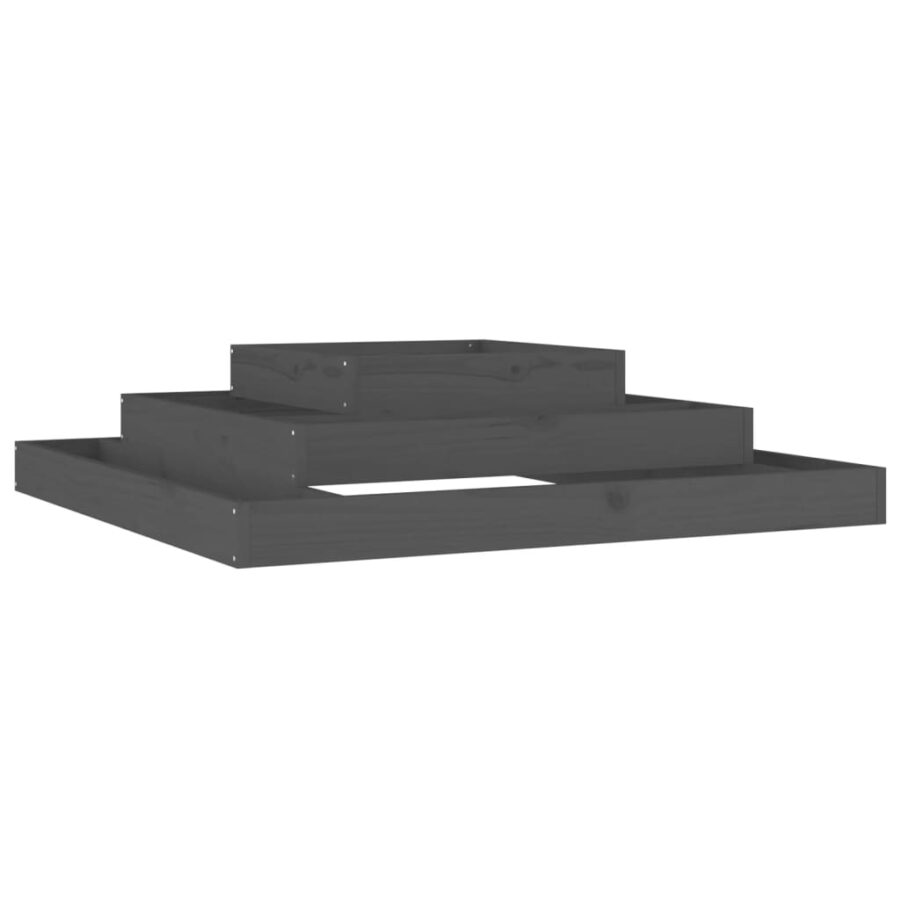 Plantenbak 110x110x27 cm massief grenenhout grijs - Afbeelding 2