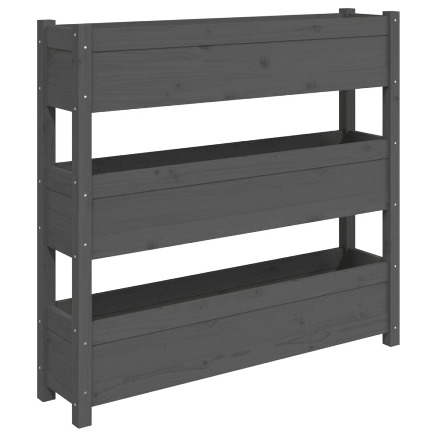 Plantenbak 112x25x104,5 cm massief grenenhout grijs - Afbeelding 2