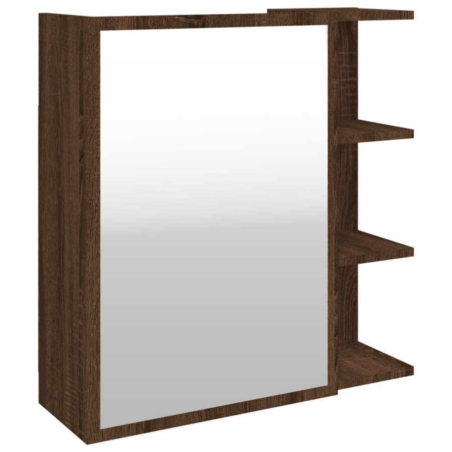 Badkamerspiegelkast 62,5x20,5x64 cm bewerkt hout bruineiken - Afbeelding 2