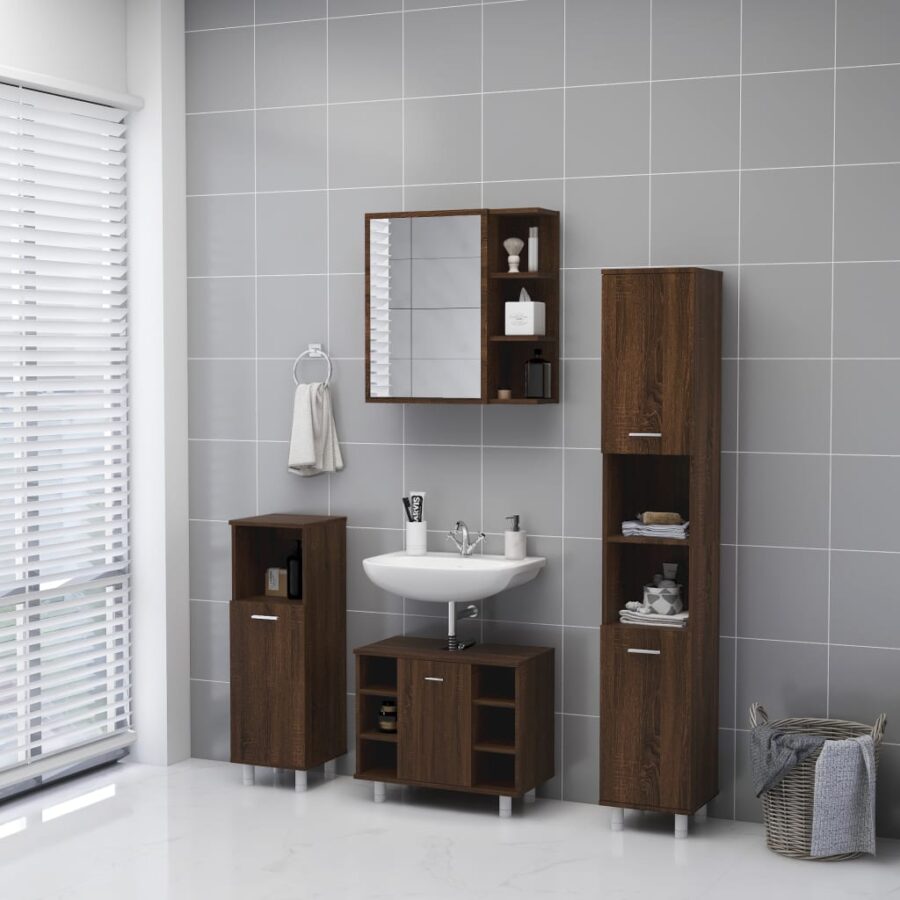 Badkamerspiegelkast 62,5x20,5x64 cm bewerkt hout bruineiken - Afbeelding 4