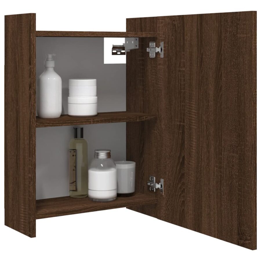 Badkamerspiegelkast 62,5x20,5x64 cm bewerkt hout bruineiken - Afbeelding 5