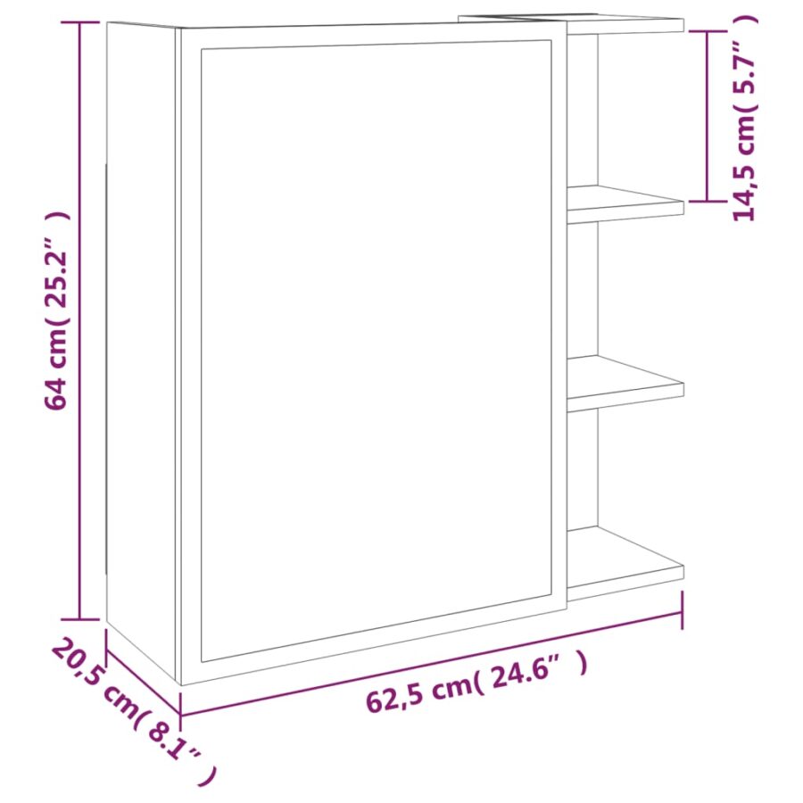 Badkamerspiegelkast 62,5x20,5x64 cm bewerkt hout bruineiken - Afbeelding 10