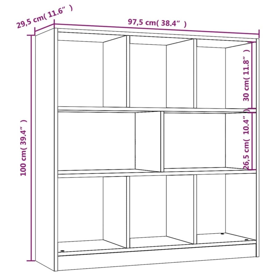 Boekenkast 97,5x29,5x100 cm bewerkt hout grijs sonoma eiken - Afbeelding 7