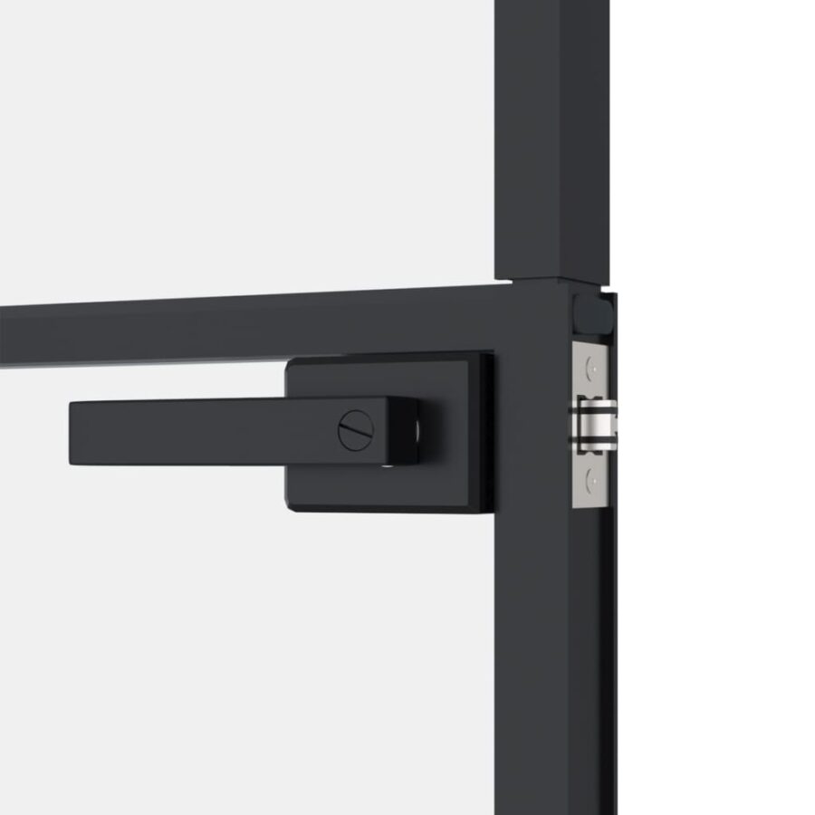 Binnendeur 93x201,5 cm gehard glas en aluminium smal zwart - Afbeelding 7