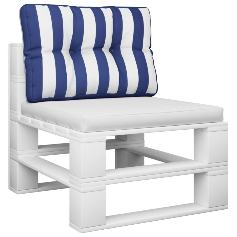 Palletkussen gestreept 60x40x12 cm stof blauw en wit - Afbeelding 3