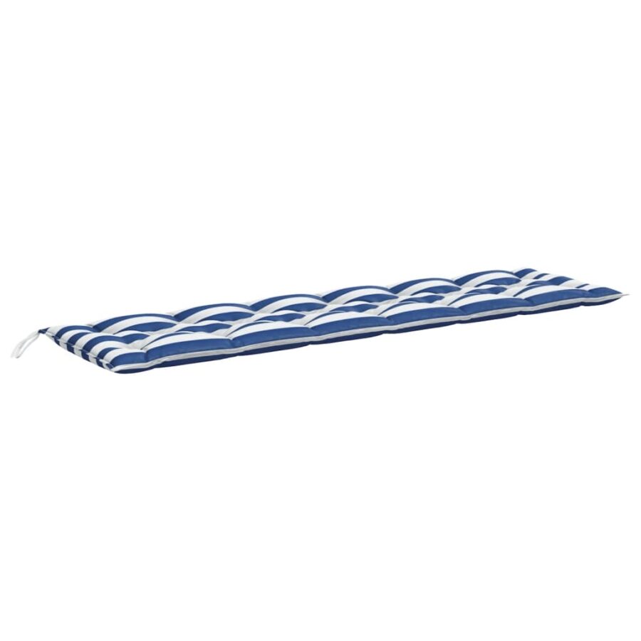 Tuinbankkussens 2 st gestreept 200x50x7 cm stof wit en blauw - Afbeelding 4