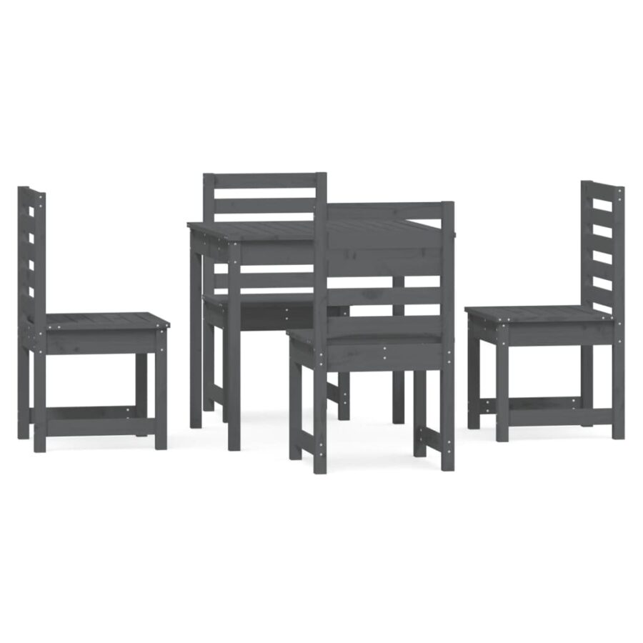 5-delige Tuinset massief grenenhout grijs - Afbeelding 2
