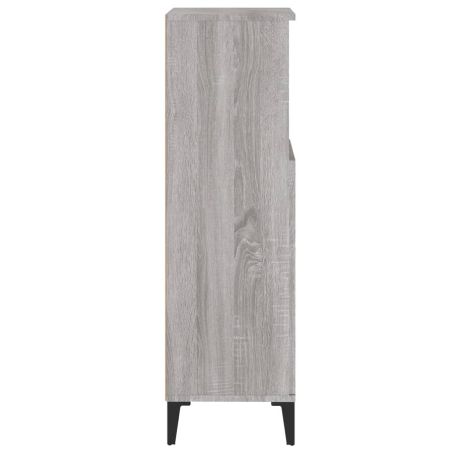 Badkamerkast 30x30x100 cm bewerkt hout grijs sonoma eikenkleur - Afbeelding 8