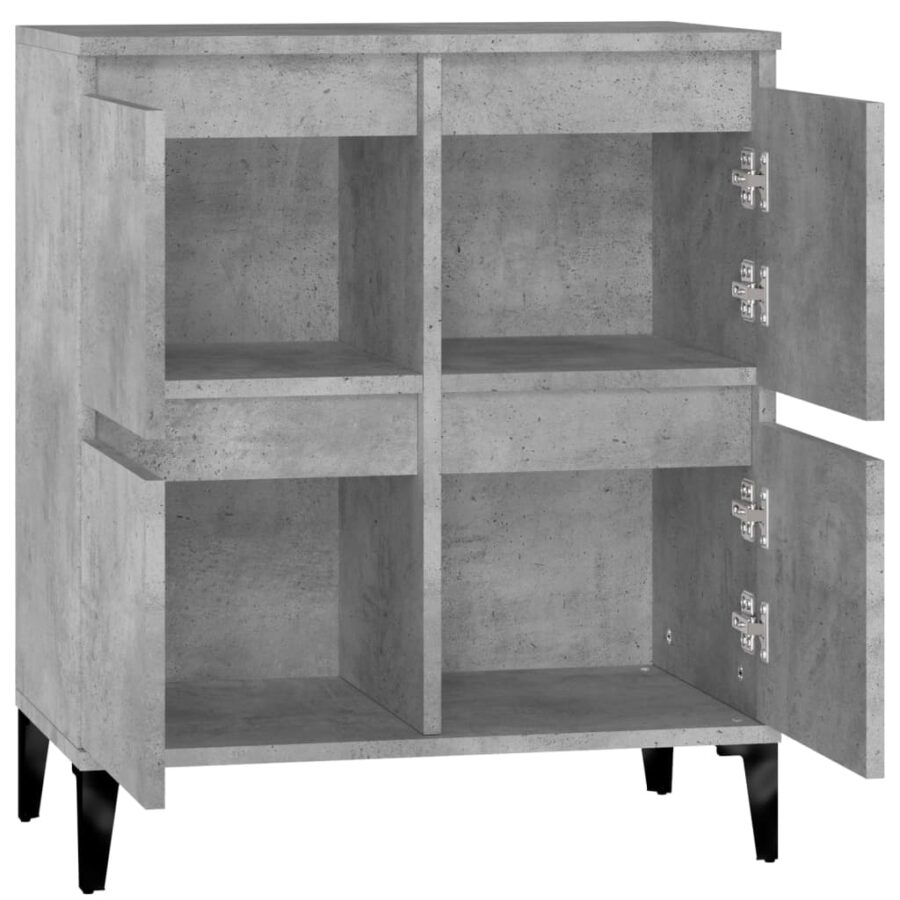 Dressoir 60x35x70 cm bewerkt hout betongrijs - Afbeelding 8