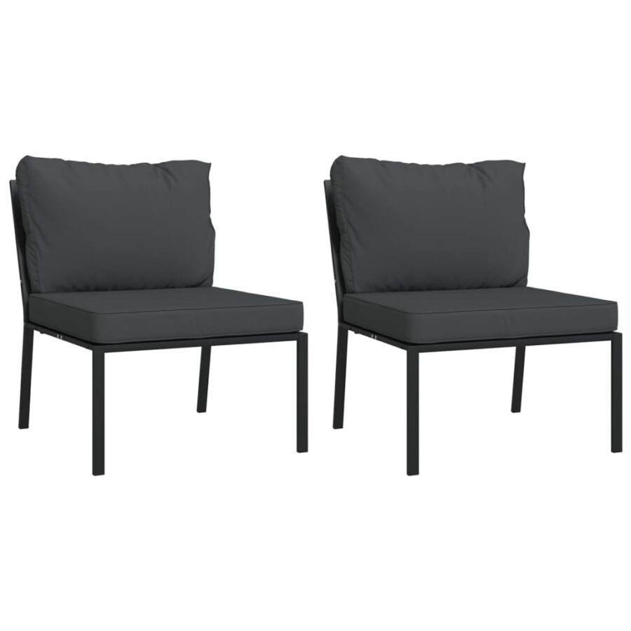 Tuinstoelen met grijze kussens 2 st 60x74x79 cm staal - Afbeelding 2