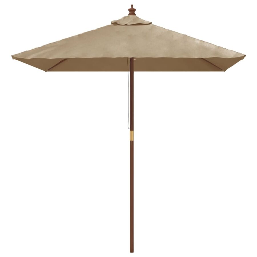 Parasol met houten paal 198x198x231 cm taupe - Afbeelding 3