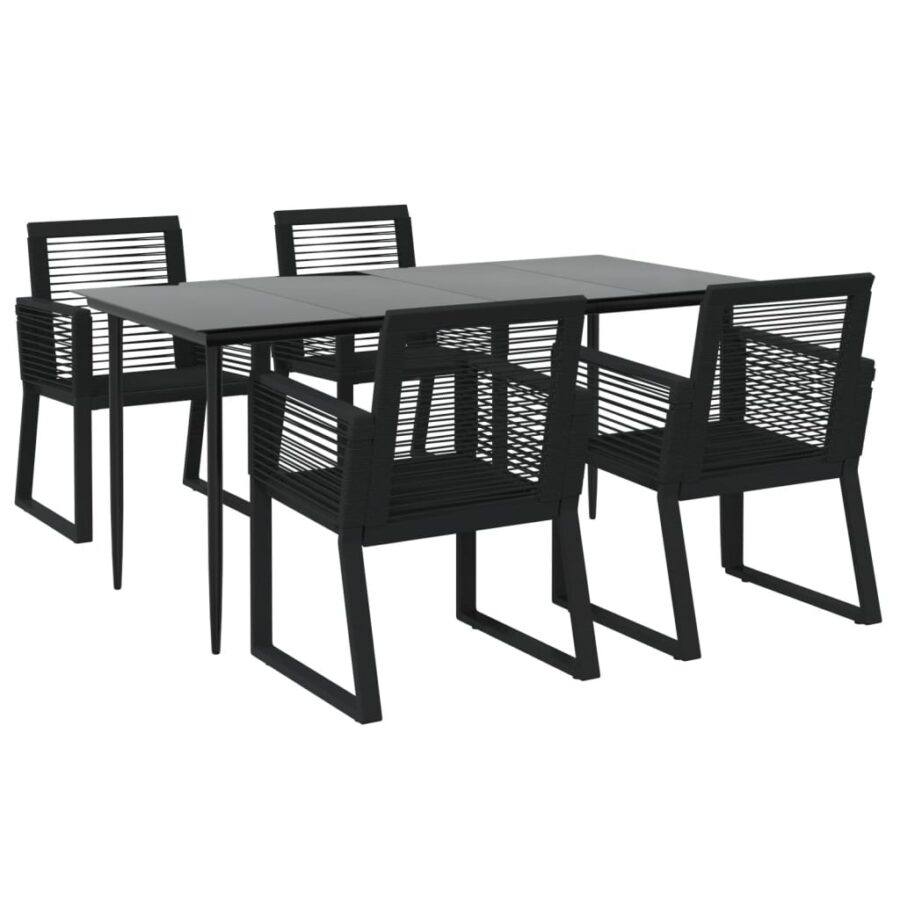 5-delige Tuinset PVC-rattan zwart - Afbeelding 3
