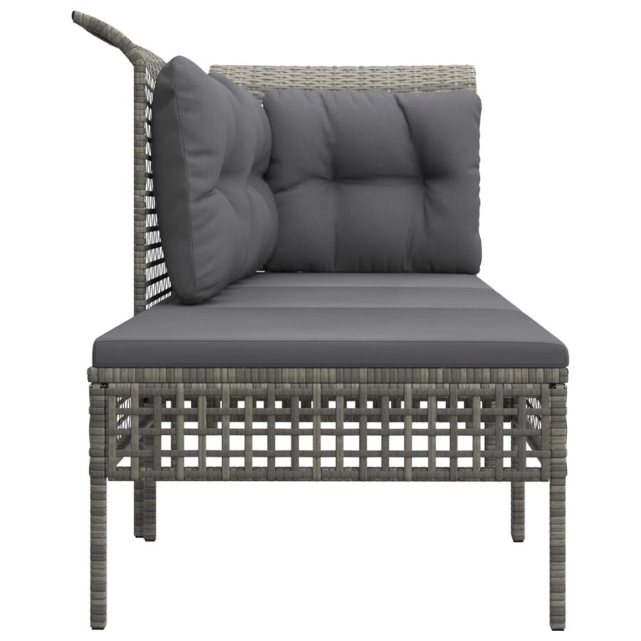 3-delige Loungeset met kussens poly rattan grijs - Afbeelding 5