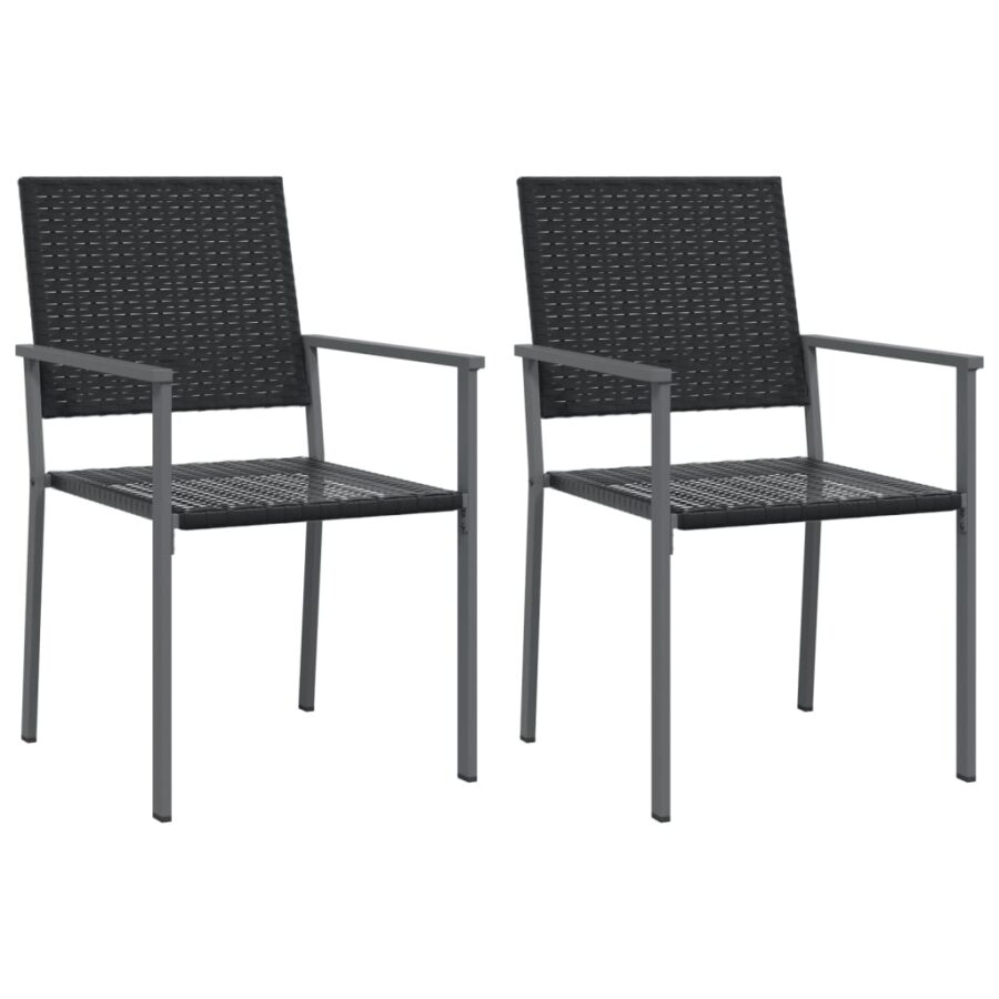 Tuinstoelen 2 st 54x62,5x89 cm poly rattan zwart - Afbeelding 2