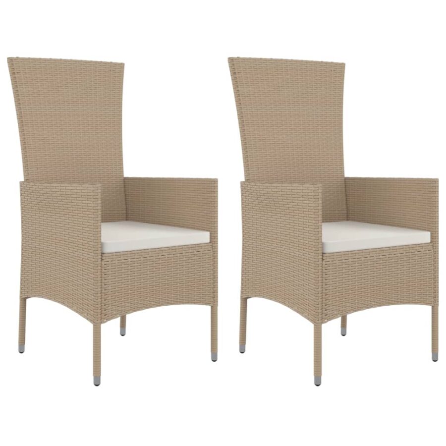 3-delige Tuinset met kussens poly rattan beige - Afbeelding 4