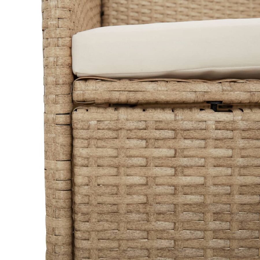 5-delige Tuinset met kussens poly rattan beige - Afbeelding 8
