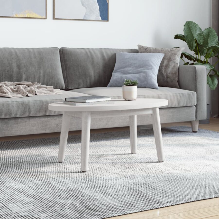 Tafelblad ovaal 80x40x2,5 cm massief grenenhout wit - Afbeelding 2