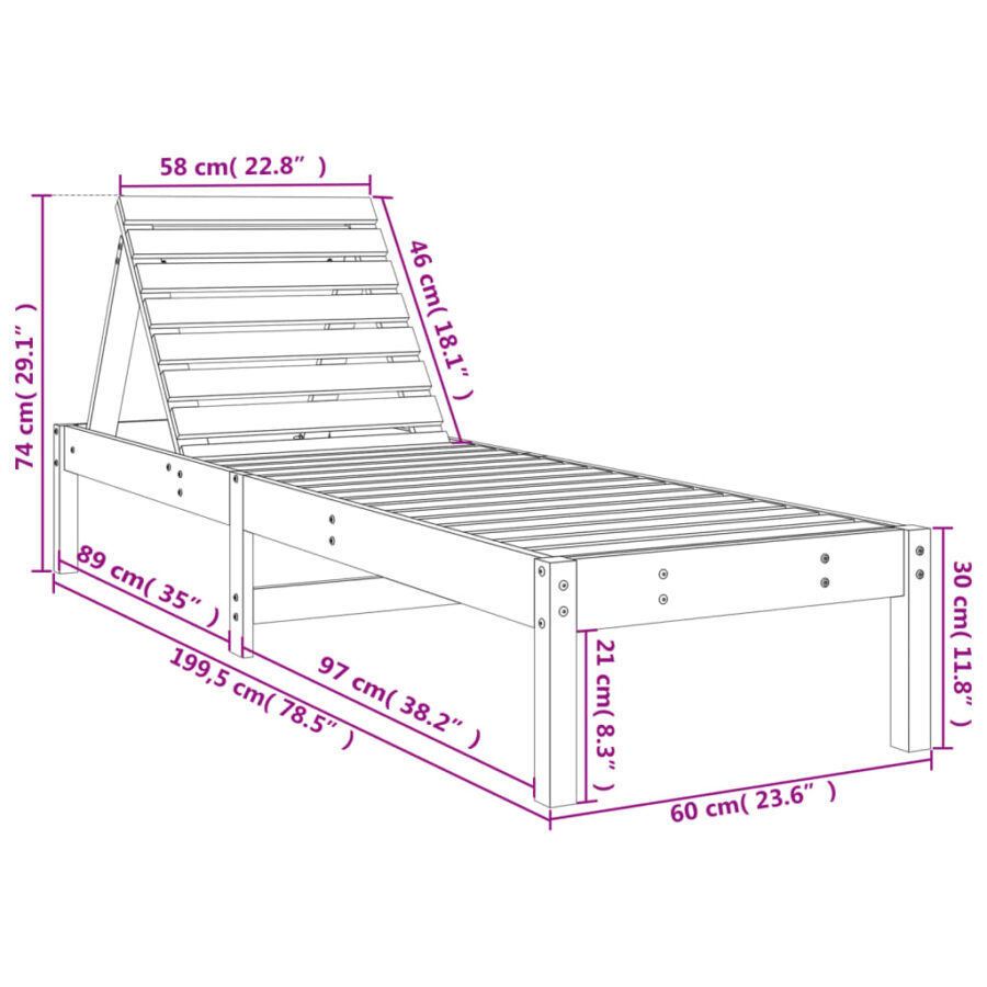 Ligbedden 2 st 199,5x60x74 cm massief douglashout - Afbeelding 11