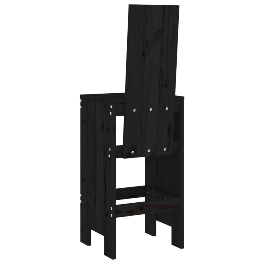 Barkrukken 2 st 40x42x120 cm massief grenenhout zwart - Afbeelding 6