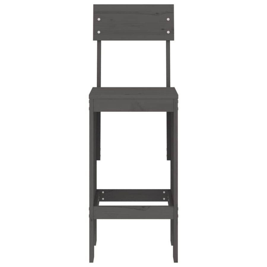 Barkrukken 2 st 40x48,5x115,5 cm massief grenenhout grijs - Afbeelding 4