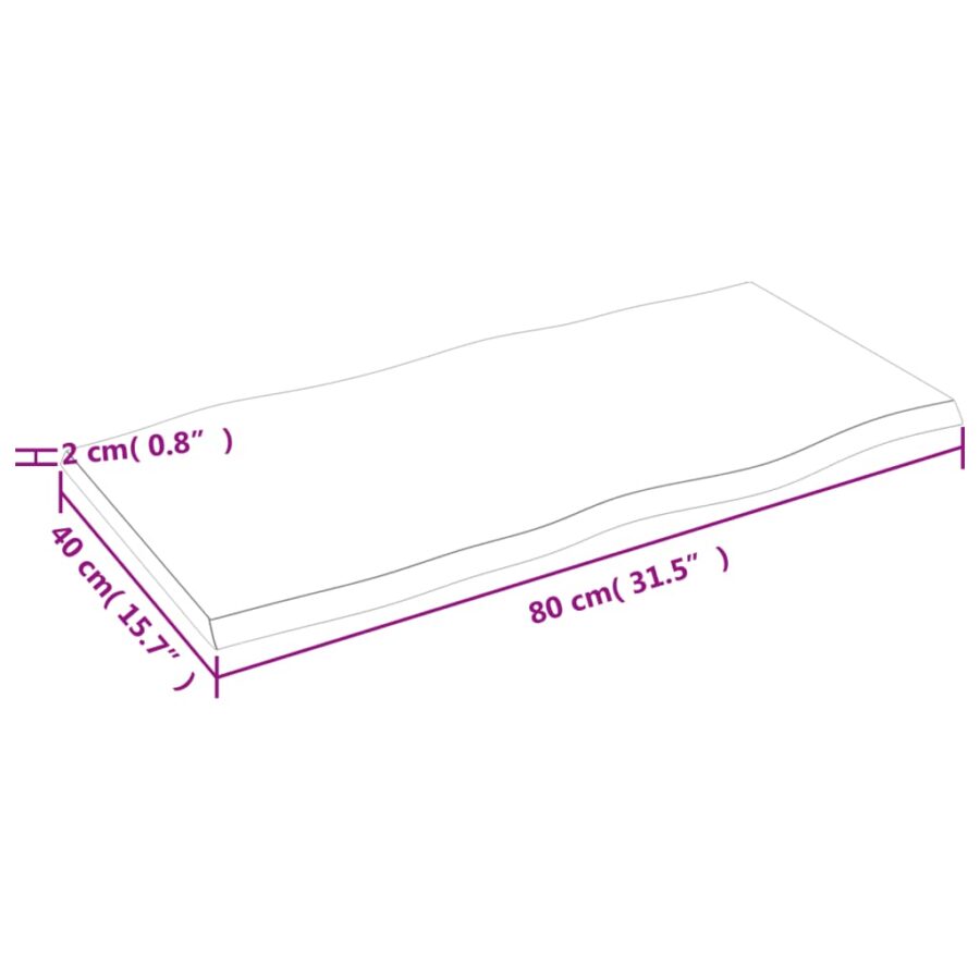 Tafelblad natuurlijke rand 80x40x2 cm massief eikenhout - Afbeelding 7