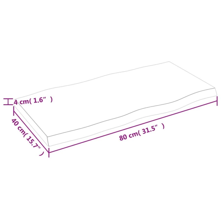 Tafelblad natuurlijke rand 80x40x(2-4) cm eikenhout lichtbruin - Afbeelding 9