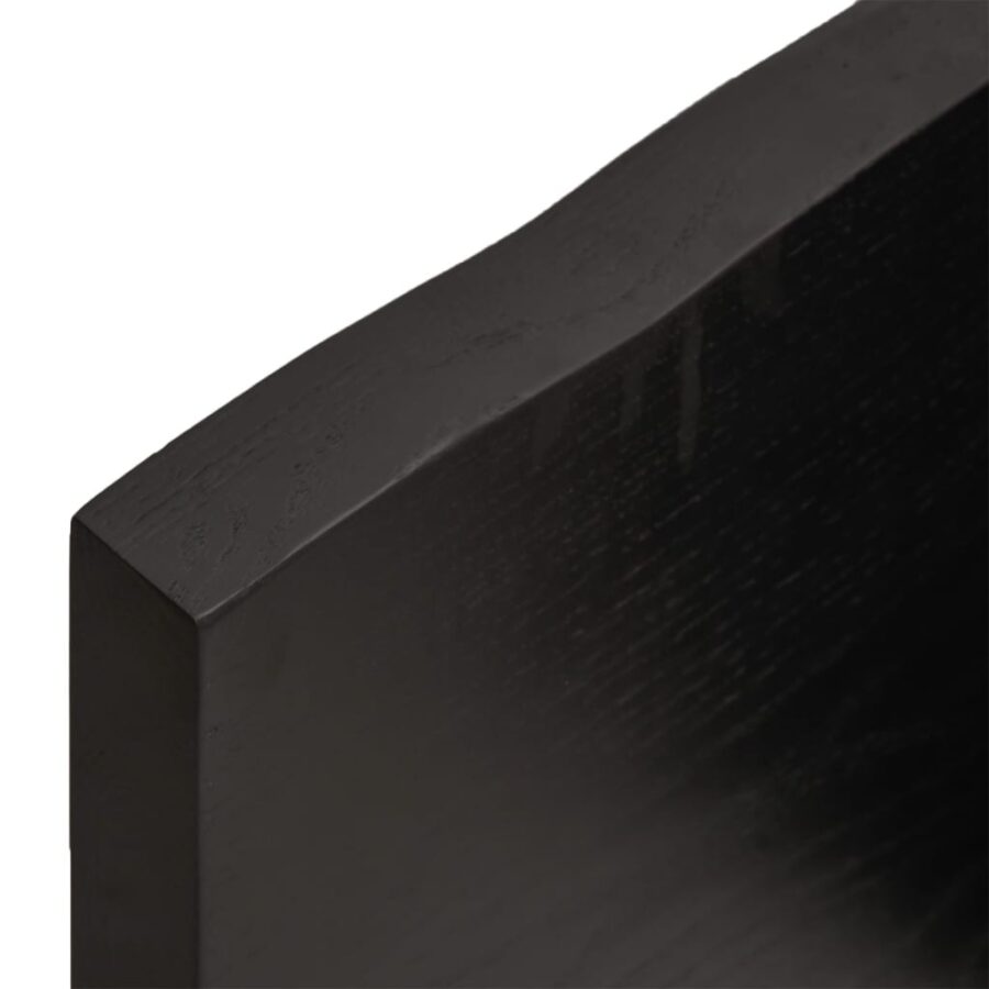 Tafelblad natuurlijke rand 160x50x(2-4)cm eikenhout donkerbruin - Afbeelding 9