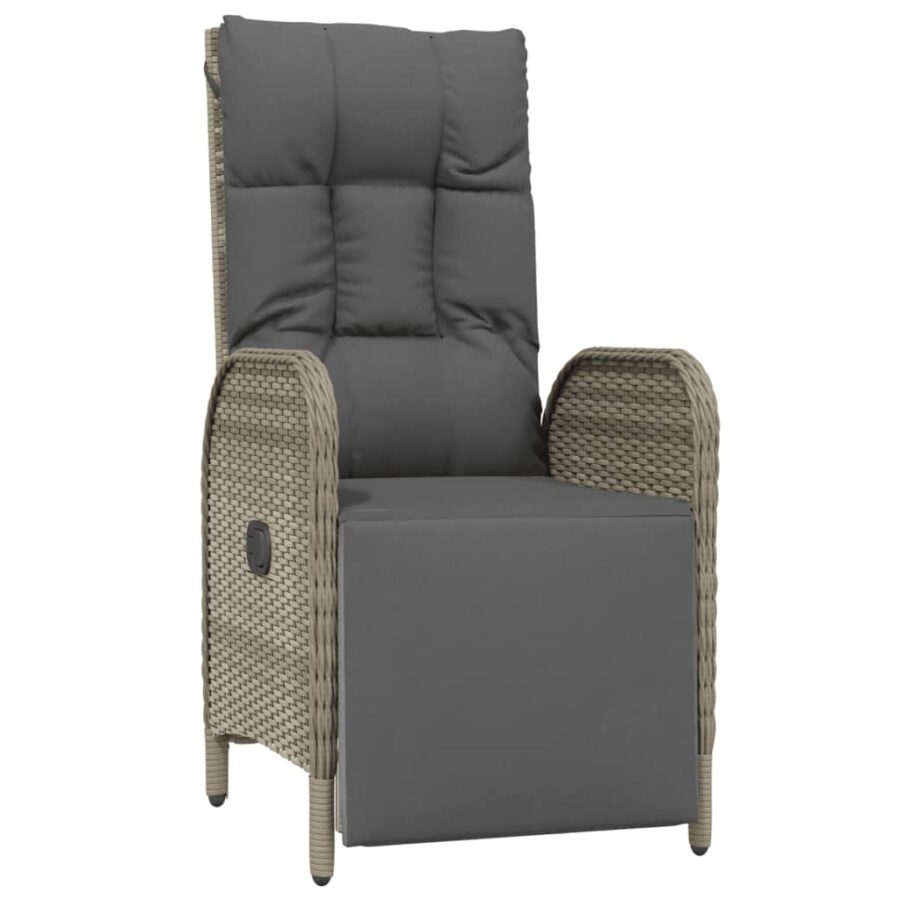 9-delige Tuinset met kussens poly rattan grijs - Afbeelding 5