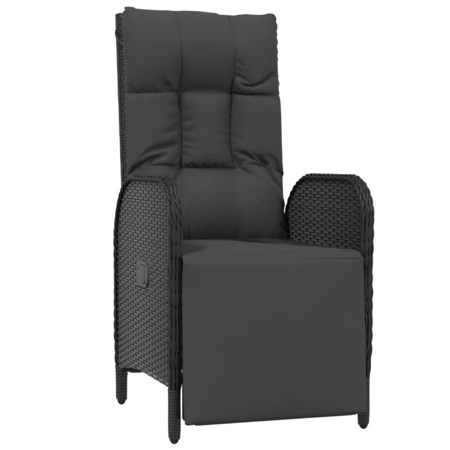 5-delige Tuinset met kussens poly rattan zwart - Afbeelding 6