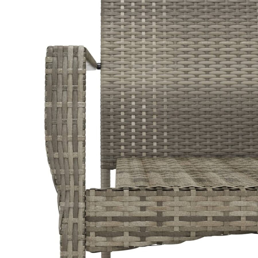 5-delige Tuinset met kussens poly rattan zwart en grijs - Afbeelding 8
