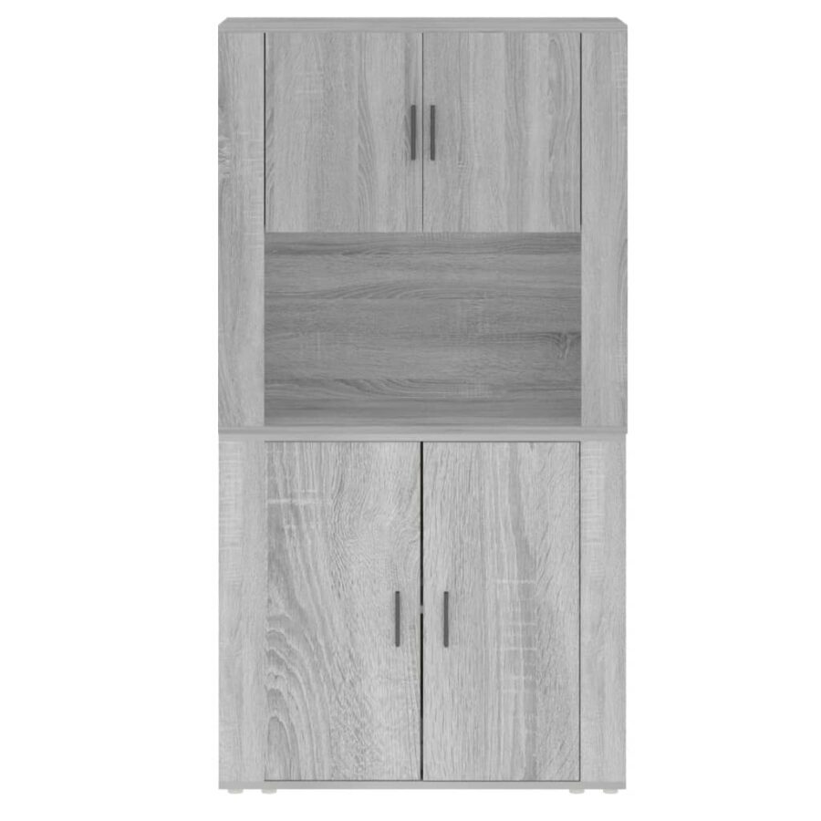 Hoge kast bewerkt hout grijs sonoma eikenkleurig - Afbeelding 8