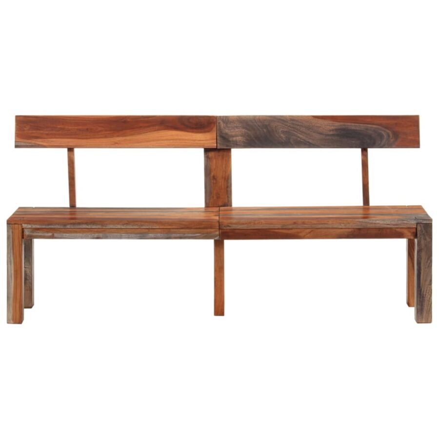 Bankje met rugleuning 160 cm massief acaciahout grijs - Afbeelding 2