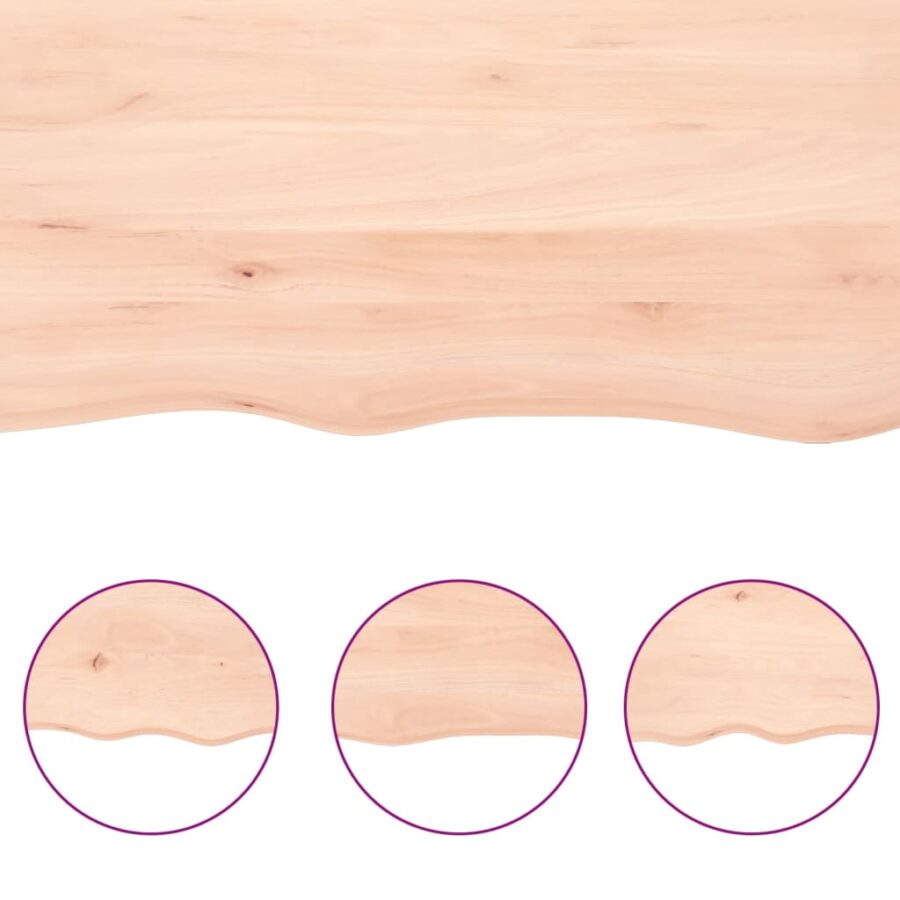 Tafelblad 100x60x2 cm onbehandeld massief eikenhout - Afbeelding 4