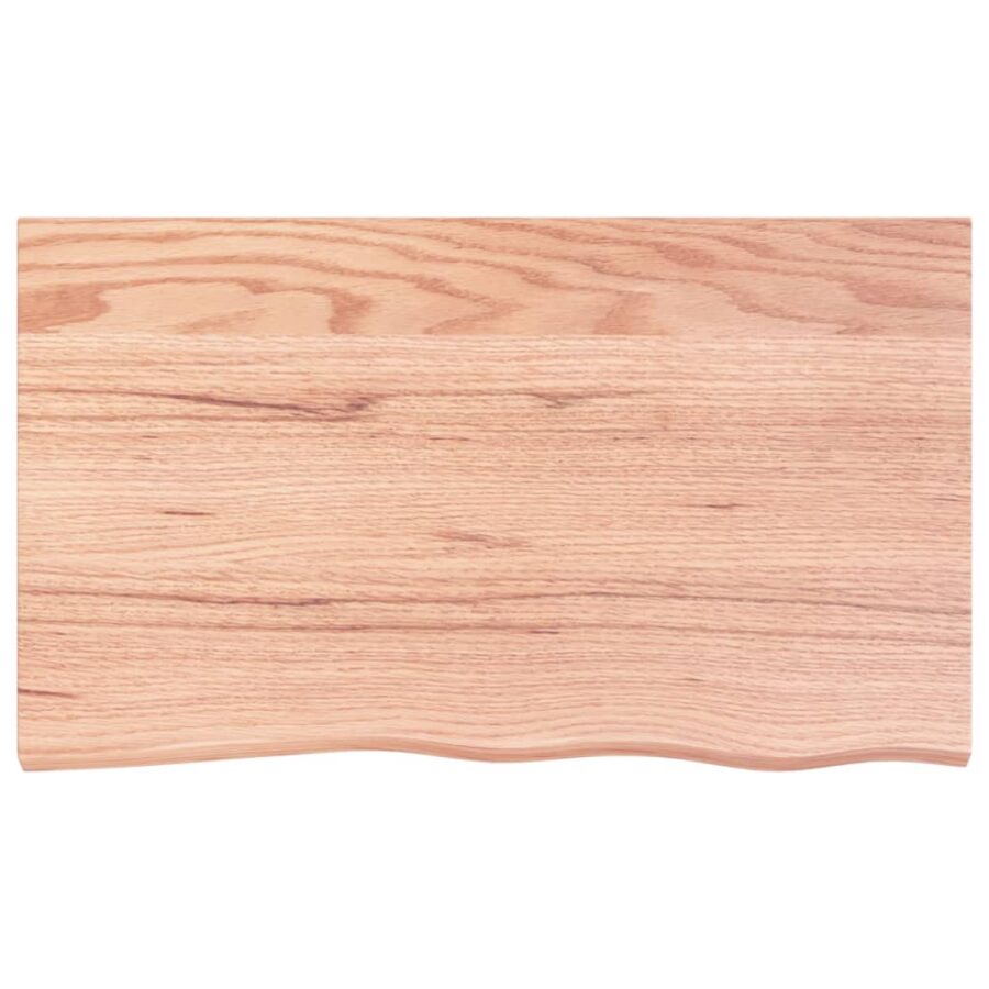 Tafelblad 100x60x2 cm behandeld massief eikenhout lichtbruin - Afbeelding 3