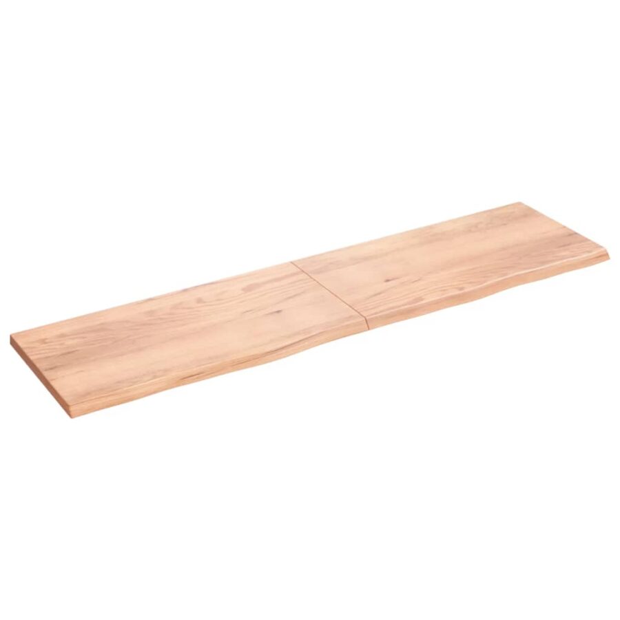 Tafelblad 200x50x(2-4)cm behandeld massief eikenhout lichtbruin - Afbeelding 2