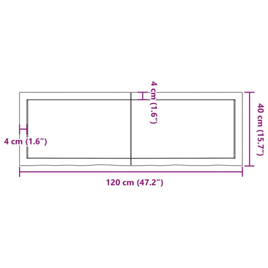 Tafelblad 120x40x(2-4)cm behandeld eikenhout donkerbruin - Afbeelding 10